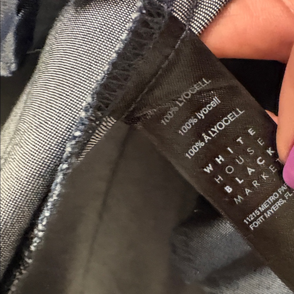 White House Black Market Denim like Navy Blouse 4 - Picture 6 of 7